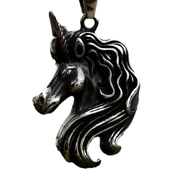 Retro Stainless Steel Zodiac Pony Pendant for Men - Vintage Titanium Steel Jewelry