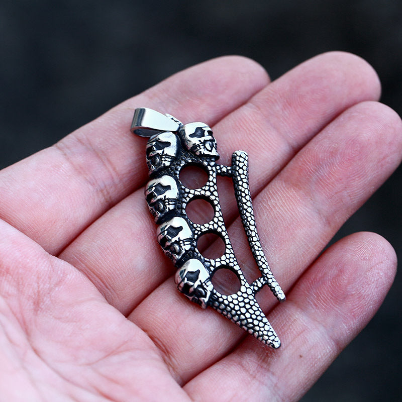 Punk-Inspired Retro Titanium Steel Skull Pendant for Men - Wholesale Hip Hop Jewelry