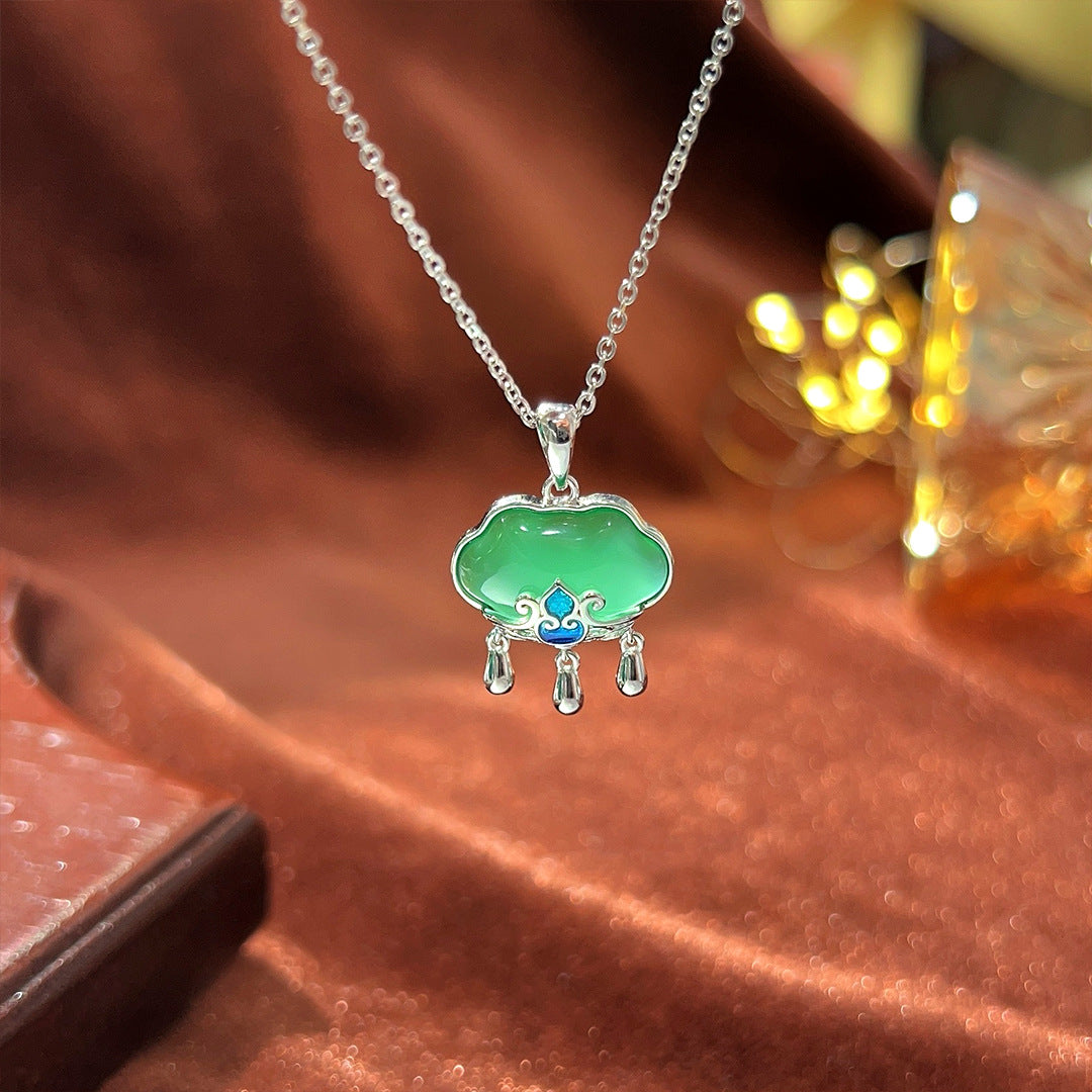 S925 Sterling Silver Retro Ping An Ruyi Gourd Necklace