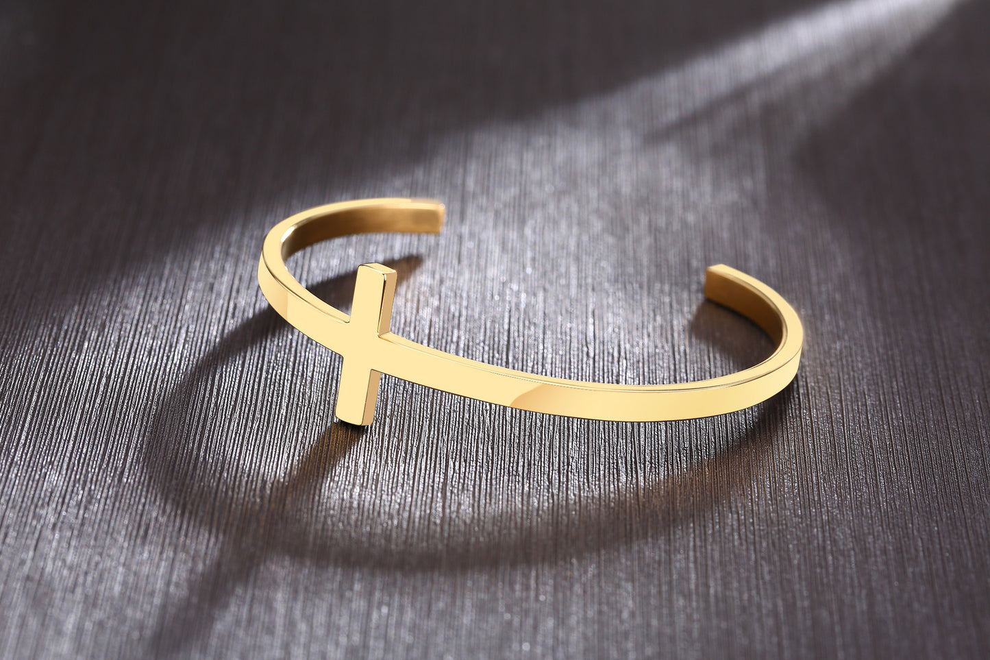 Stainless Steel Bare Cross Open Bracelet for Men and Women