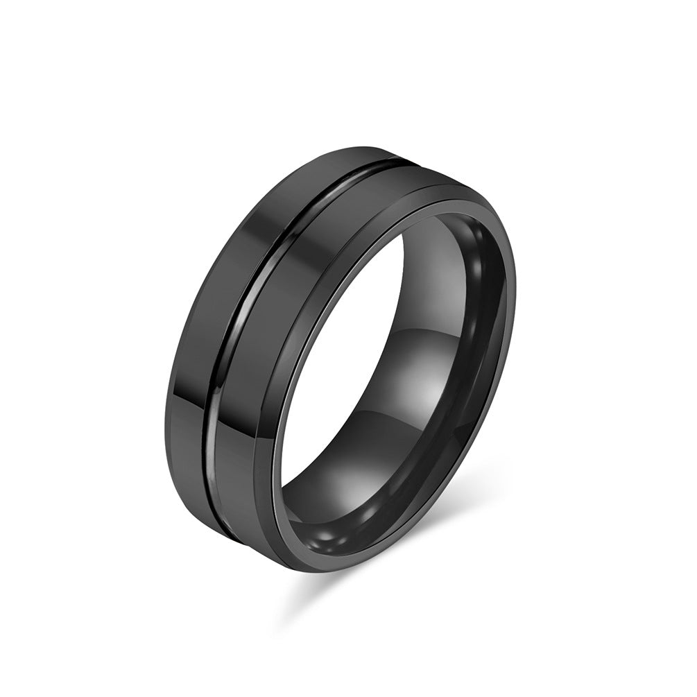 Cross-Border Simple 8mm Tungsten Steel Ring for Men