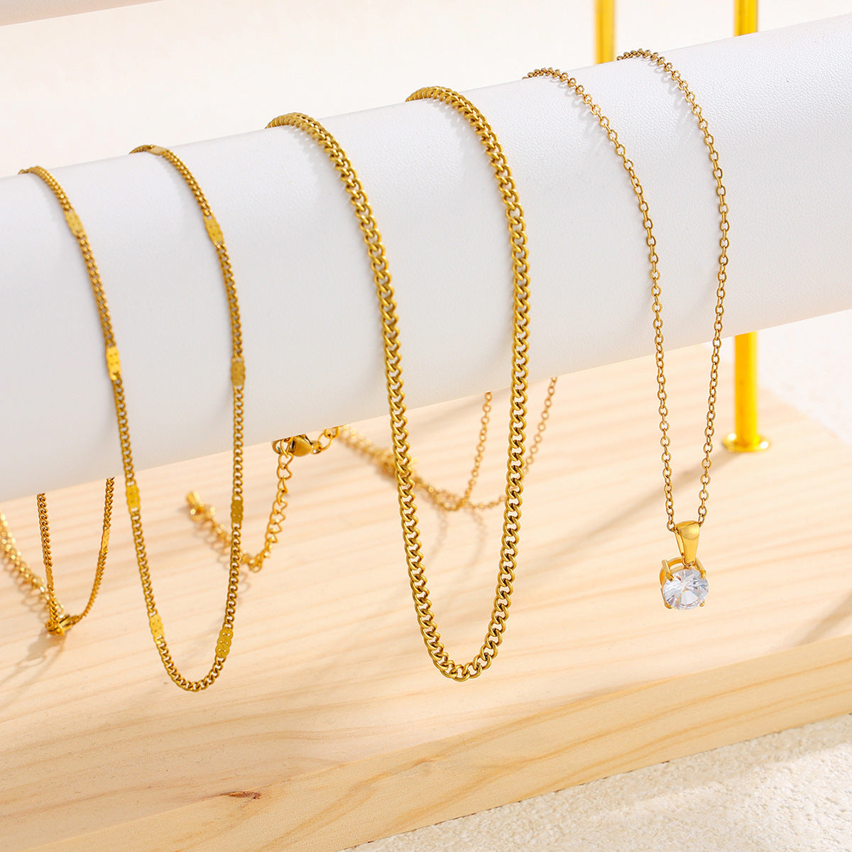 Europe And The United States Stacked Stainless Steel Snake Bone Chain Necklace