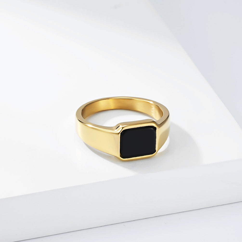 Geometric Square Titanium Steel Ring By Planderful Everyday Genie For Unisex Street Style Protection