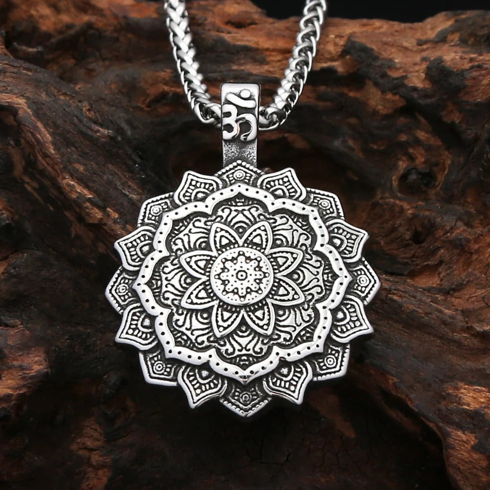 Vintage Mandala Stainless Steel Pendant Necklace
