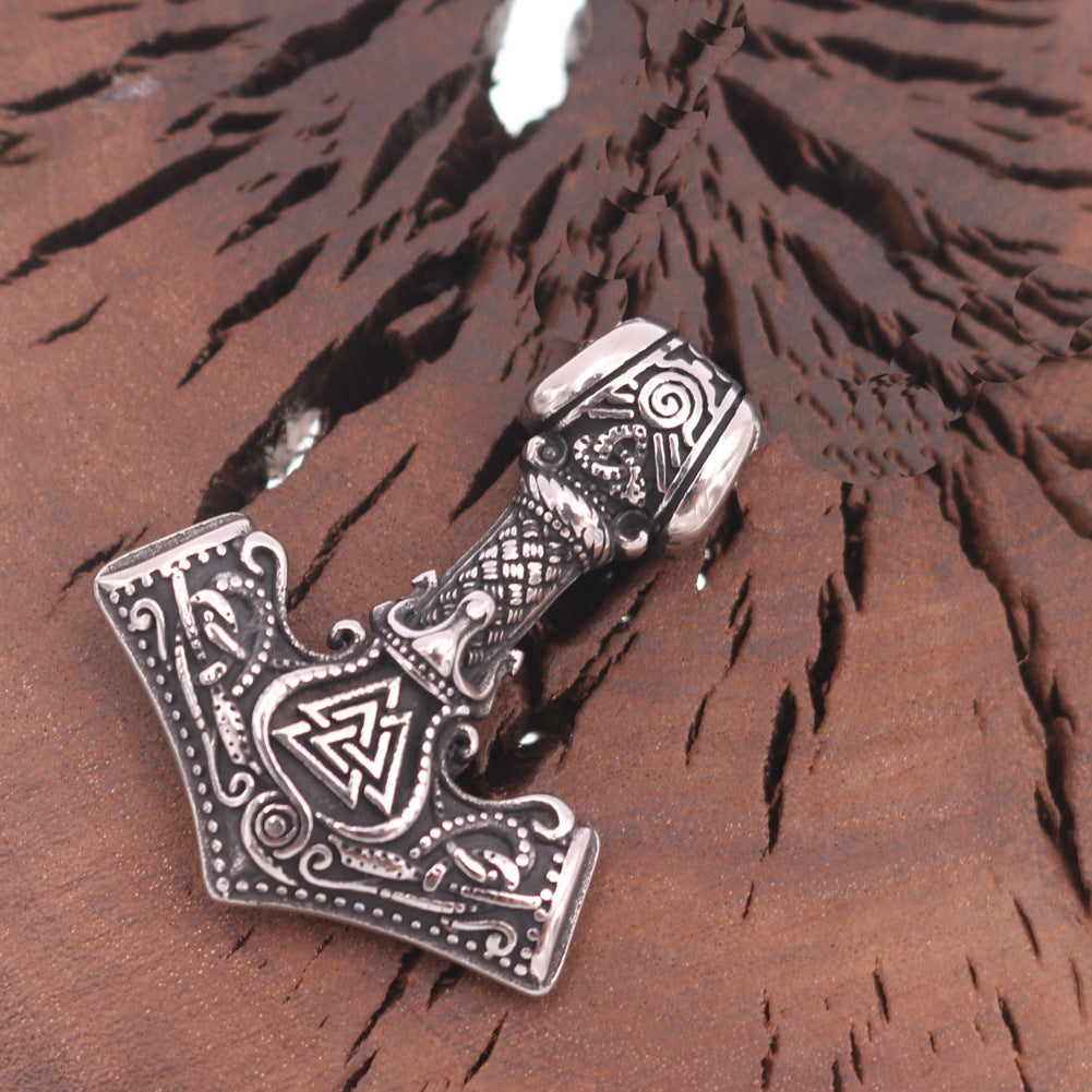 Norse Legacy Titanium Steel Pendant with Odin Rune Necklace - Men's Viking Jewelry