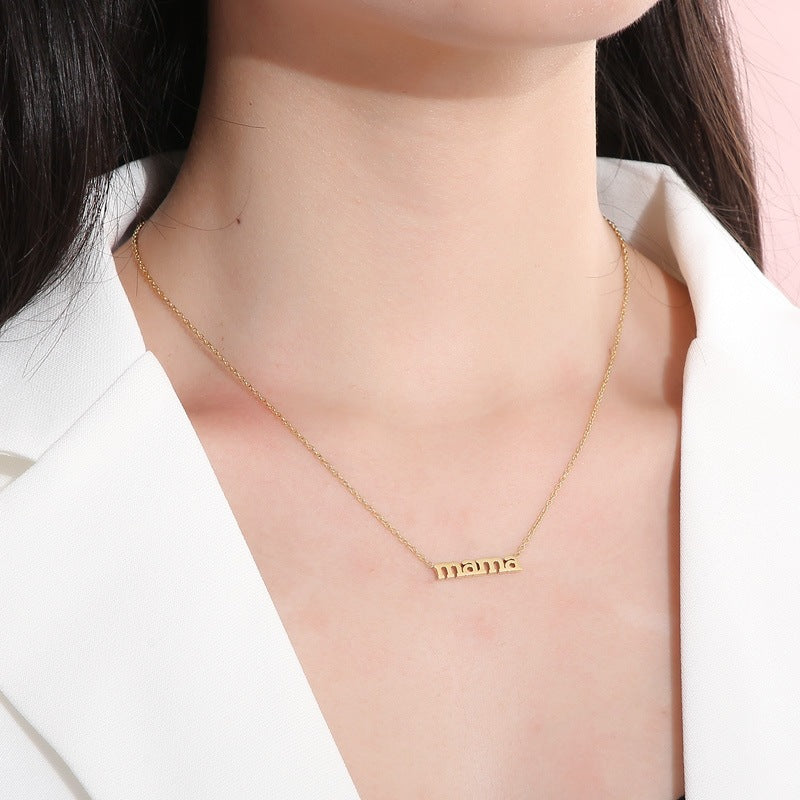 Source Factory 18k Gold Electroplated Stainless Steel Mama Letter Pendant Necklace Mother'S Day