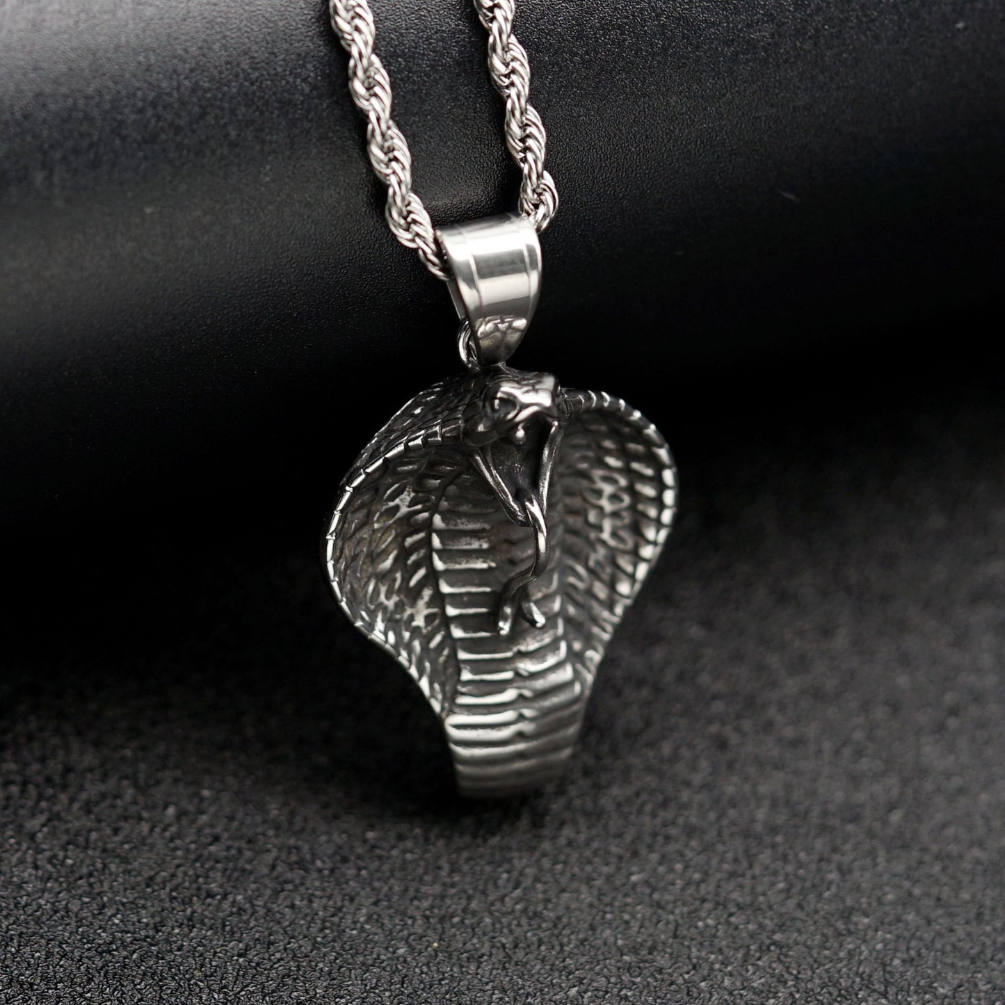Steel Necklace - Vintage Snake Pendant