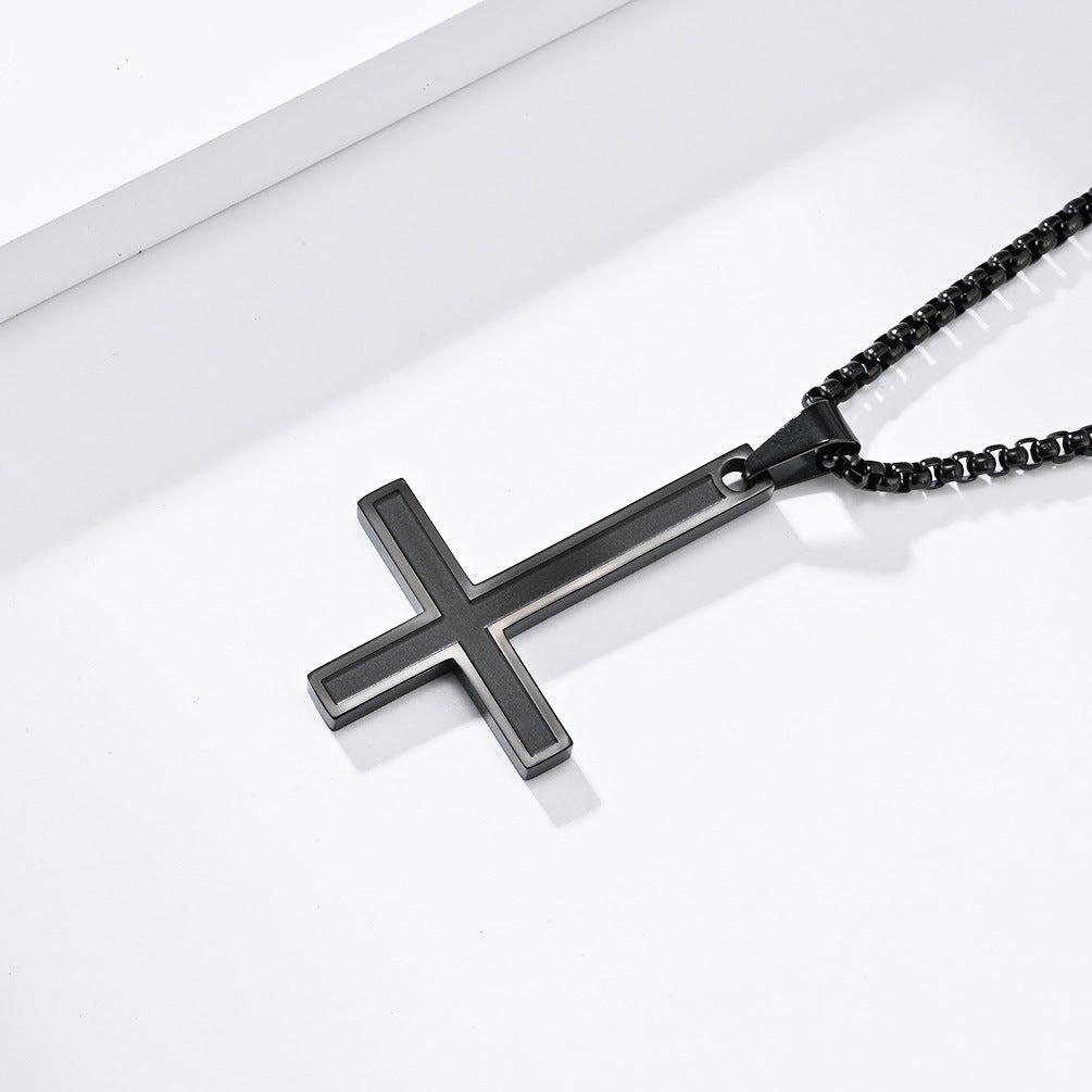 European And American Reverse Cross Necklace For Men