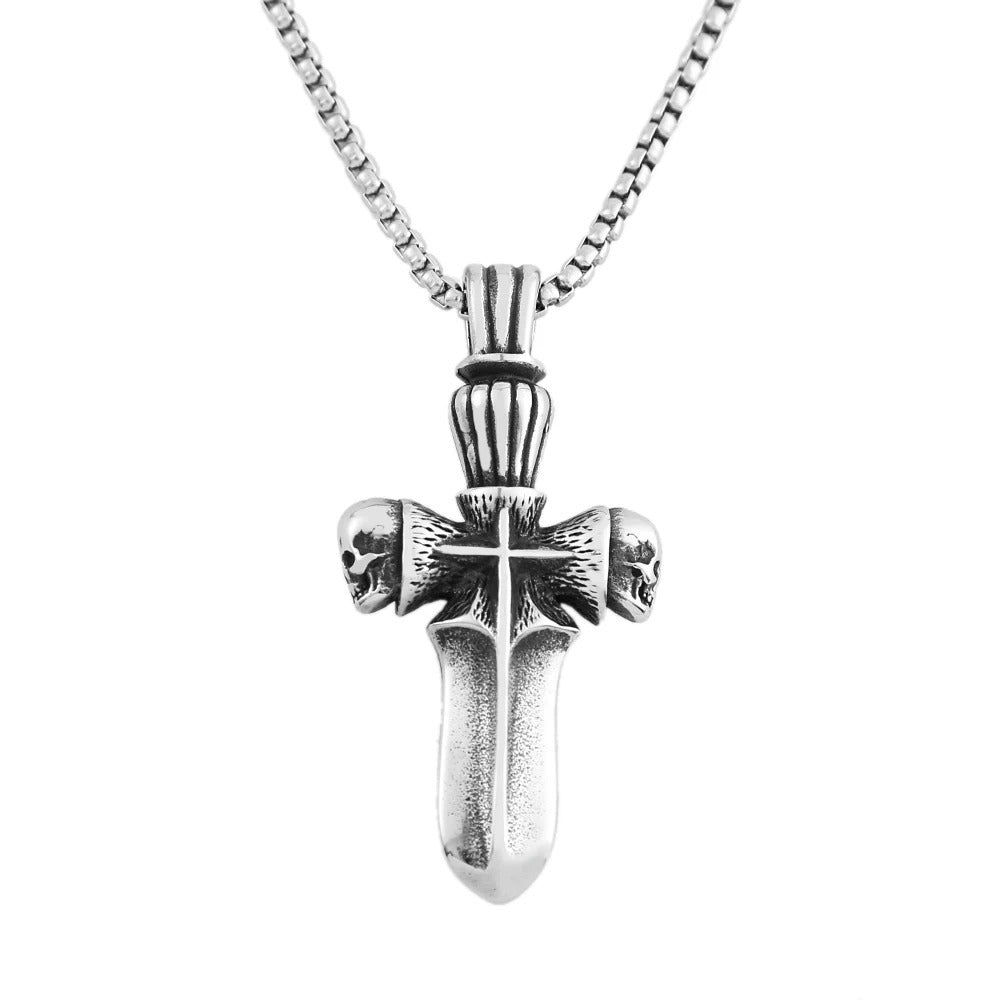 Skull Cross Stainless Steel Men's Pendant Necklace