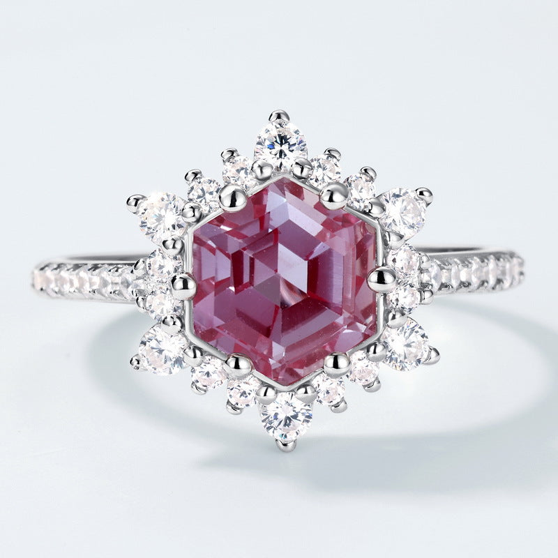 Planderful Sunflower Lab-Grown Alexandrite Sterling Silver Ring