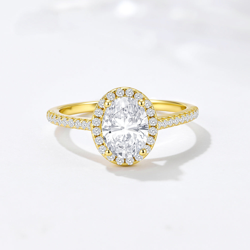 S925 Sterling Silver  Ring Engagement Ring Oval Zircon Simulation Diamond
