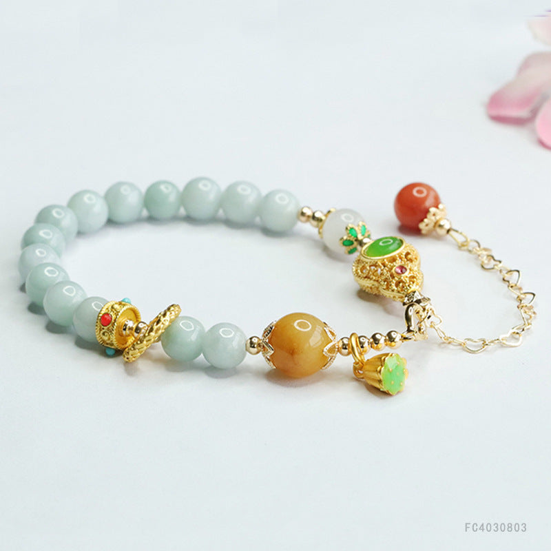 Jadeite Gourd & Round Bead Bracelet