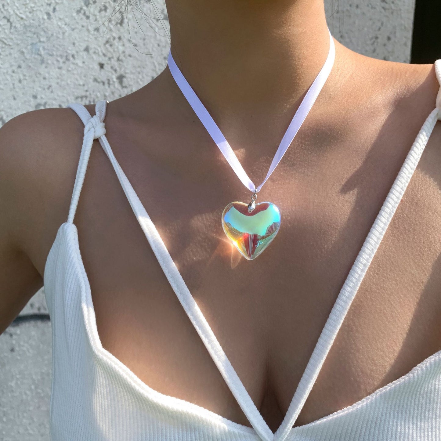 Exaggerated Heart-shaped Pendant Necklace with Tassel Detail, Boho Chic Flannel Long Necklace