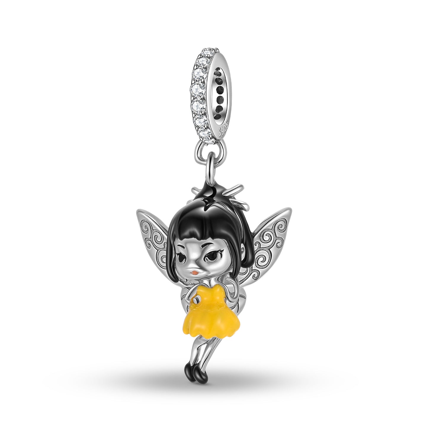 Planderful Jewelry Sterling Silver Pendant Genie Necklace With Yellow Epoxy Charm