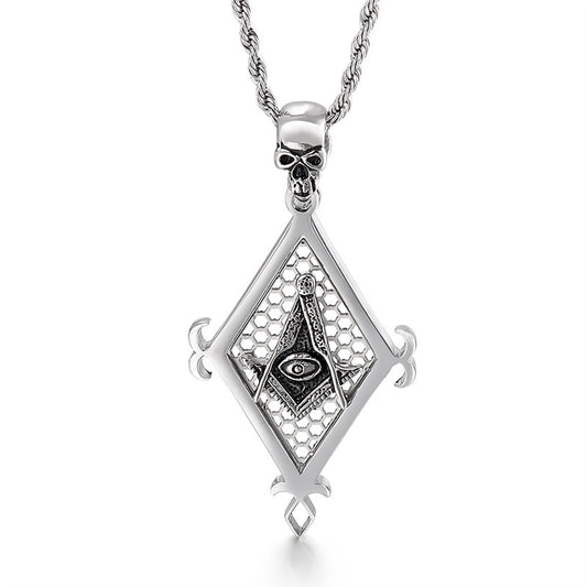 Men's Titanium Steel Pendant with Hollow Skull Design - European & American Style