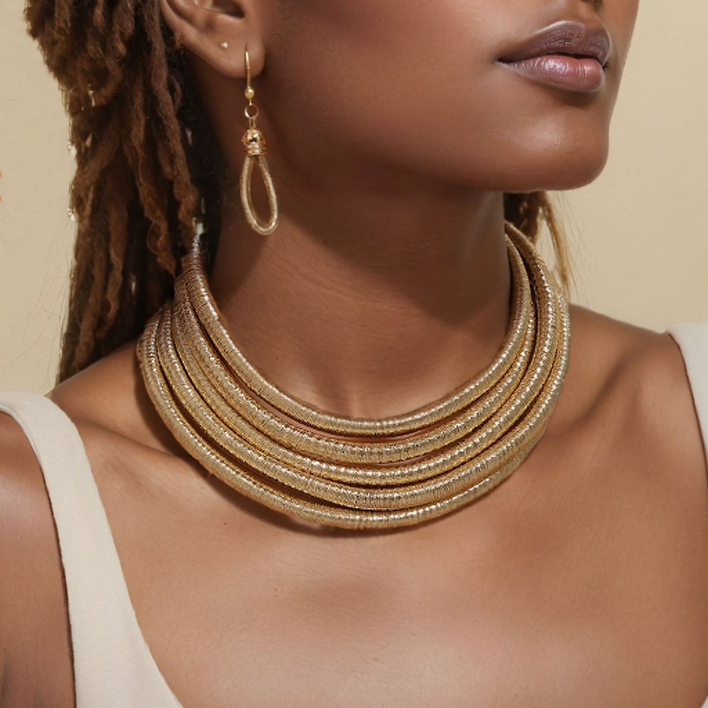 Planderful Savanna Rhythms Necklace and Earrings Set – Elegant Multi-Layer Design