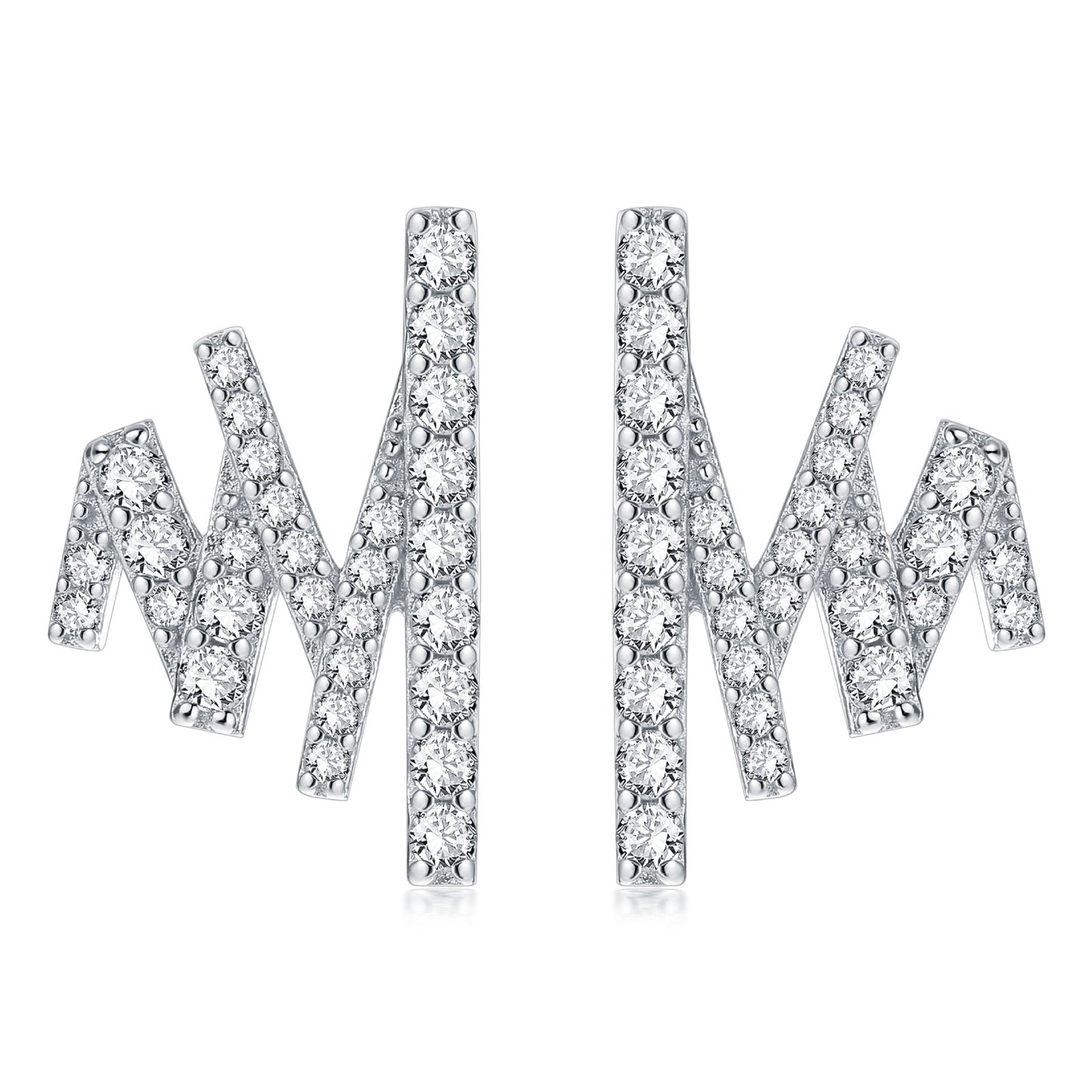 Zircon Geometrically Irregular Waves Sterling Silver Stud Earrings