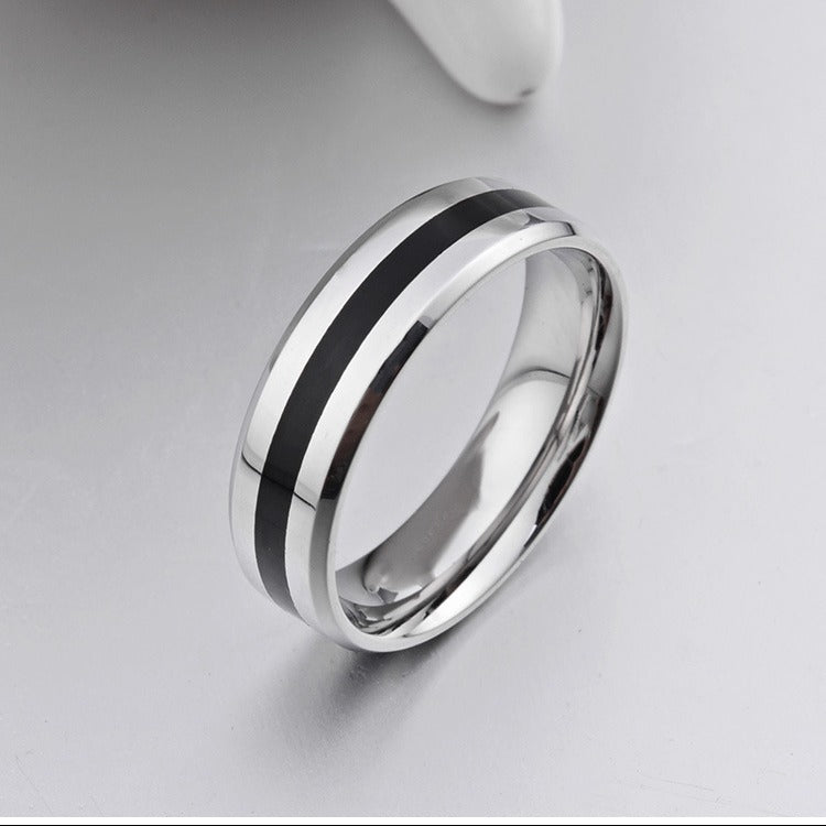 Titanium Steel Black Belt Ring Korean Version Men's Jewelry