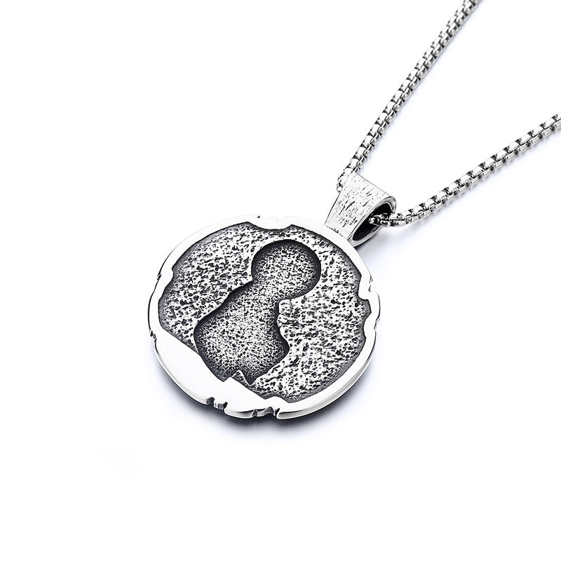 Steel Necklace – Vintage Retro Portrait Pendant