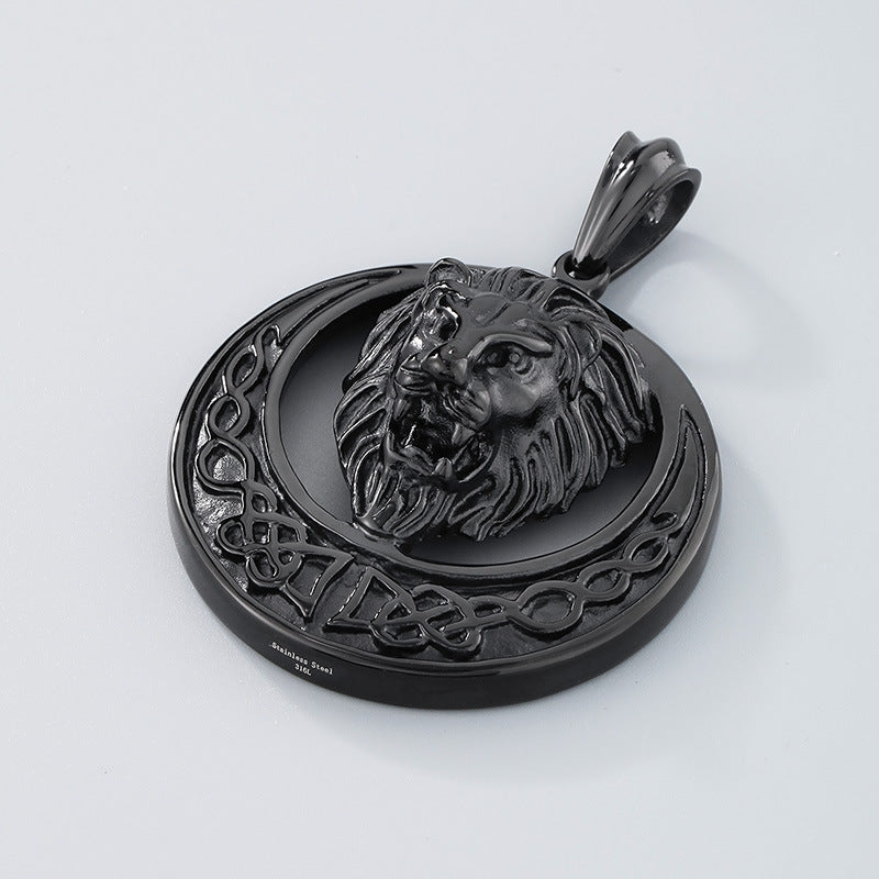 Lion Head Pendant Men Zircon Titanium Steel Planderful
