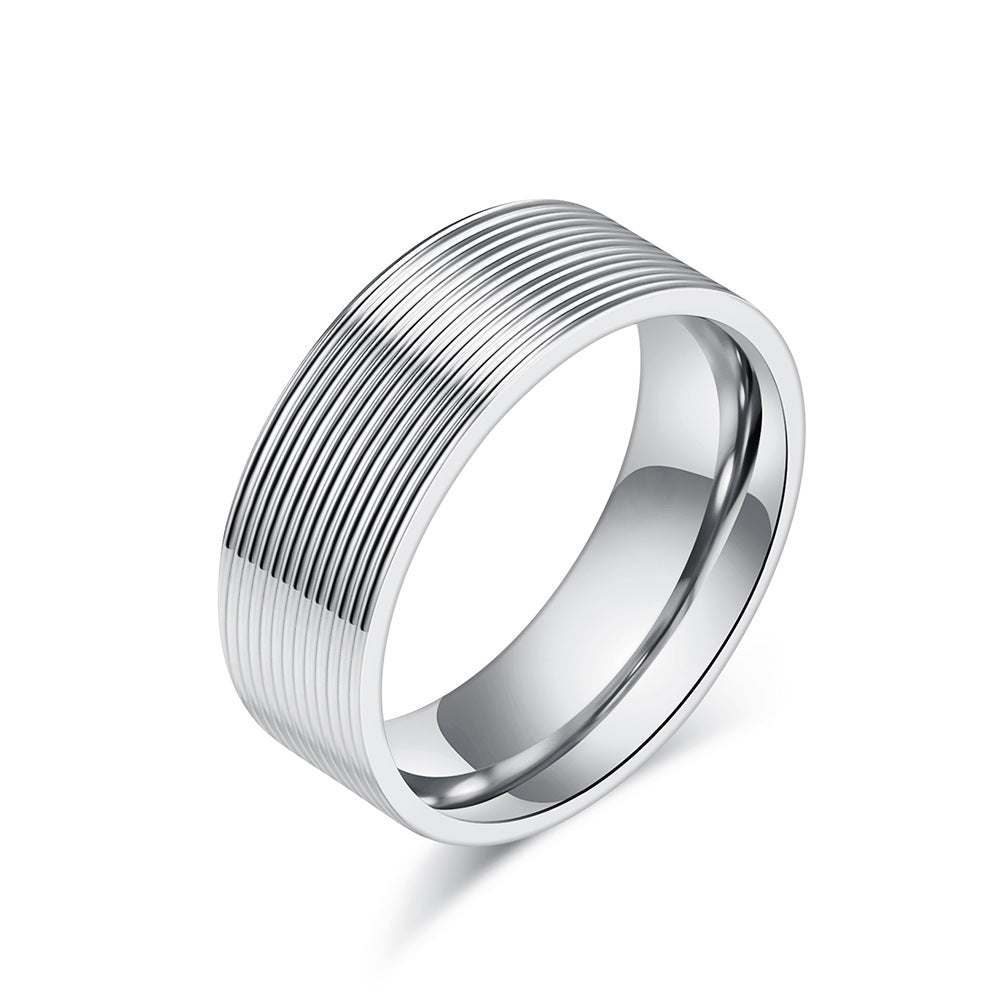 Cross-Border New Simple Titanium Steel Ring for Men and Women