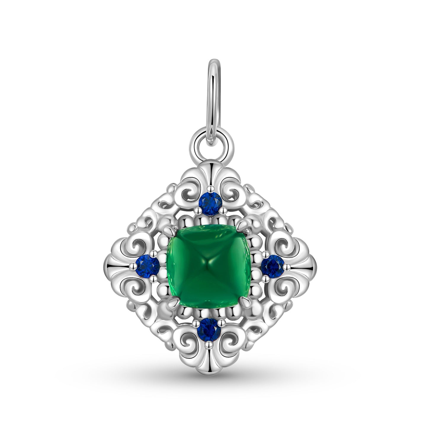 Planderful Everyday Genie Necklace – Creative Retro Pattern S925 Silver with Green Nano Zircon