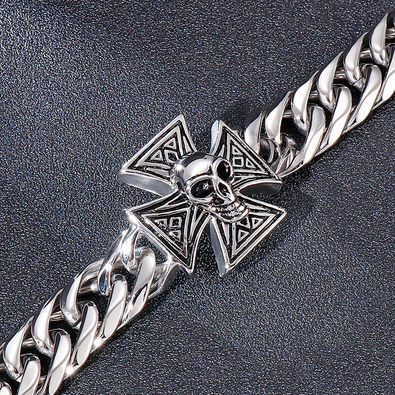Cross Skull Men's Stainless Steel Bracelet