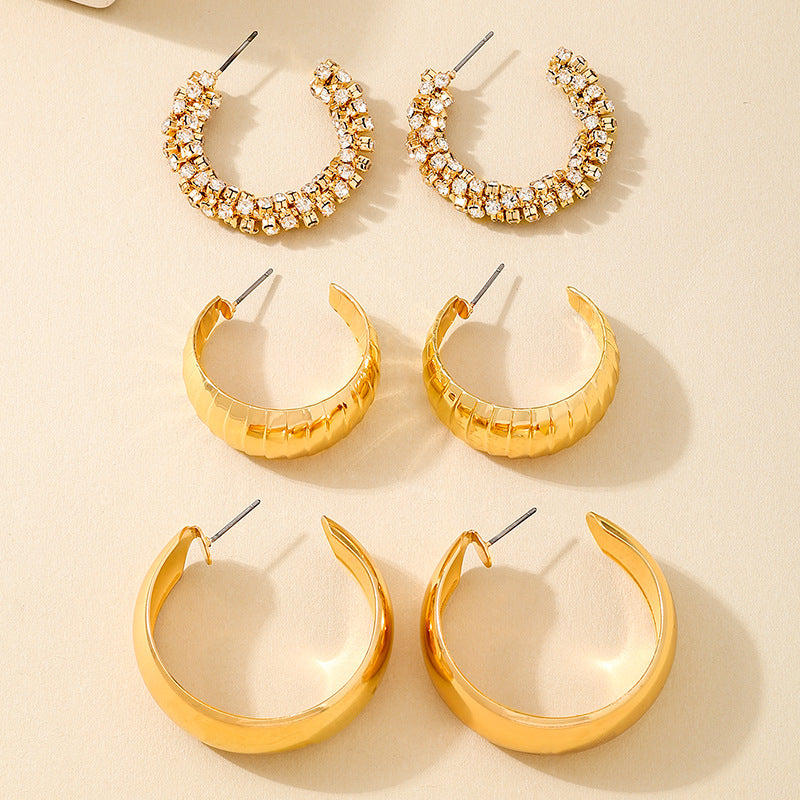 Planderful Vienna Verve Earrings Set – Elegant Metal Texture with Flash Zircon Accents