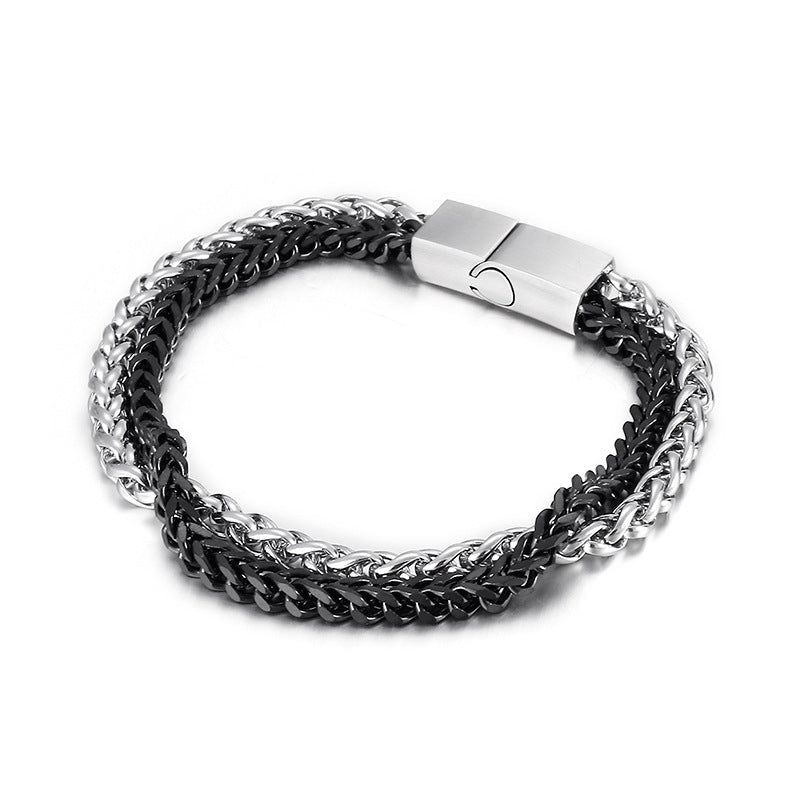 Stainless Steel – Punk Style Double-Layer Men's Titanium Steel Bracelet