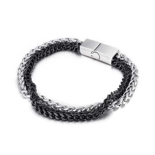 Stainless Steel – Punk Style Double-Layer Men's Titanium Steel Bracelet