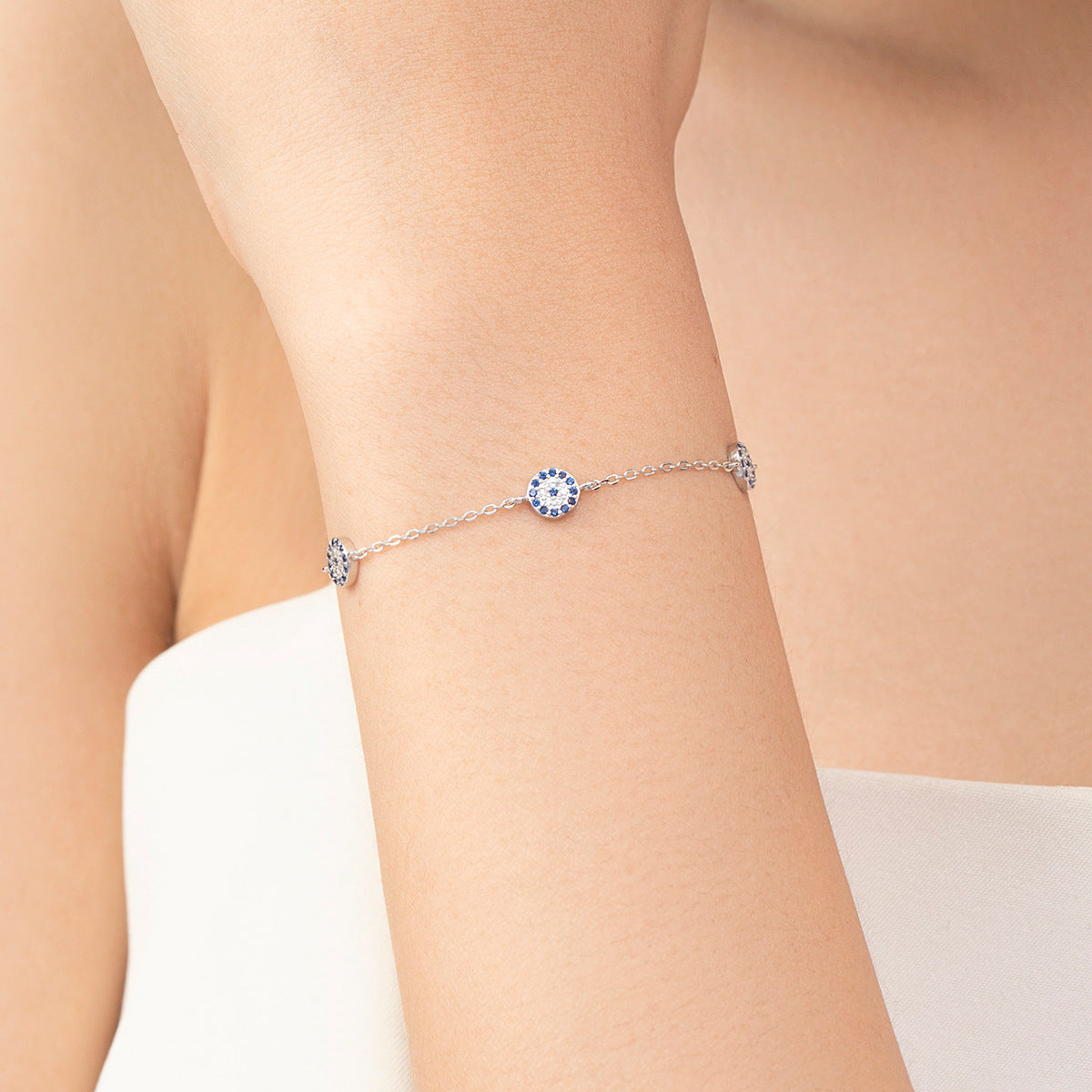 Women's Sterling Silver Blue Zircon Bracelet - Trendy Everyday Genie Collection