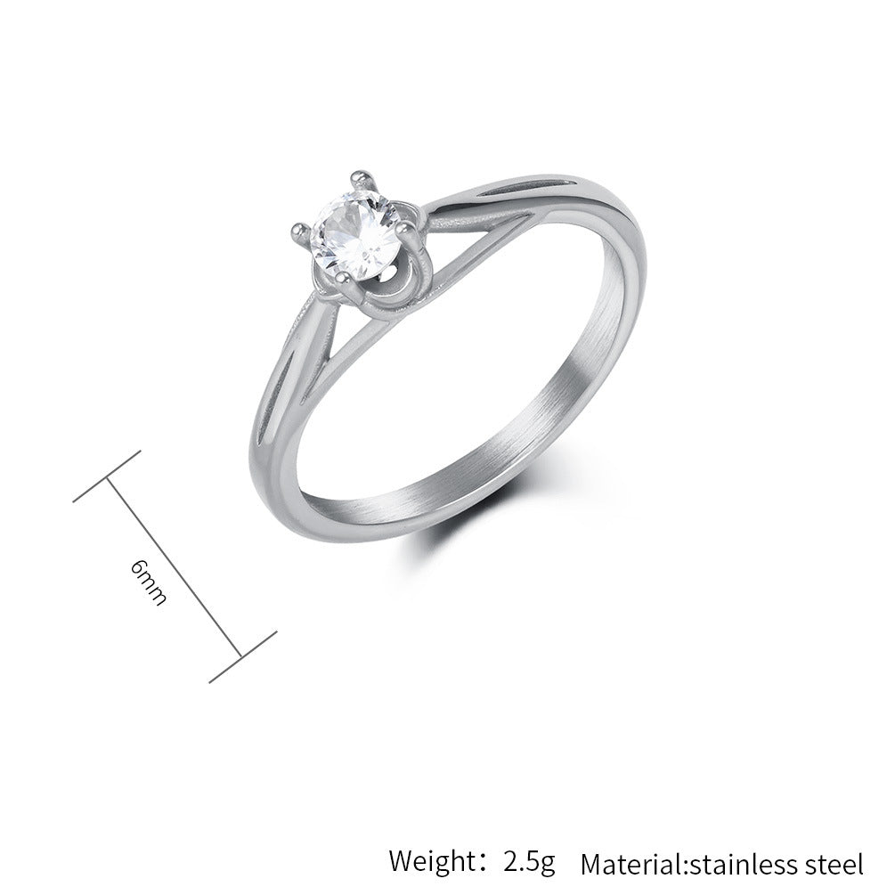 Planderful Titanium Zircon Inlaid Ring For Women Durable Stainless Steel Jewelry Timeless Shine