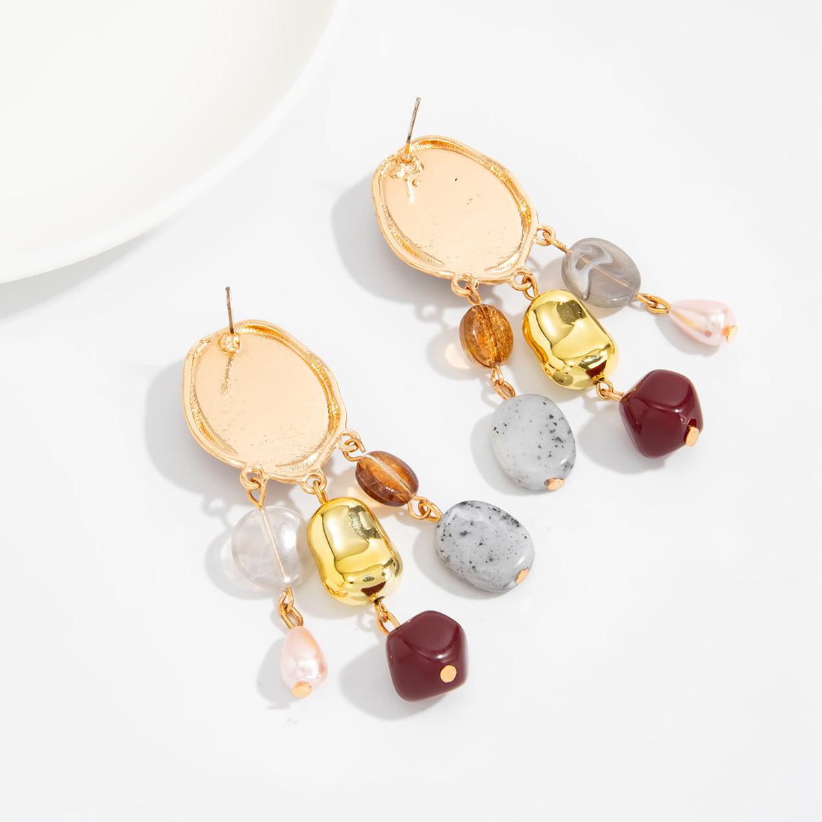 Planderful Maillard Retro Beaded Fringe Stud Earrings For Women Versatile Statement Jewelry Vienna Verve
