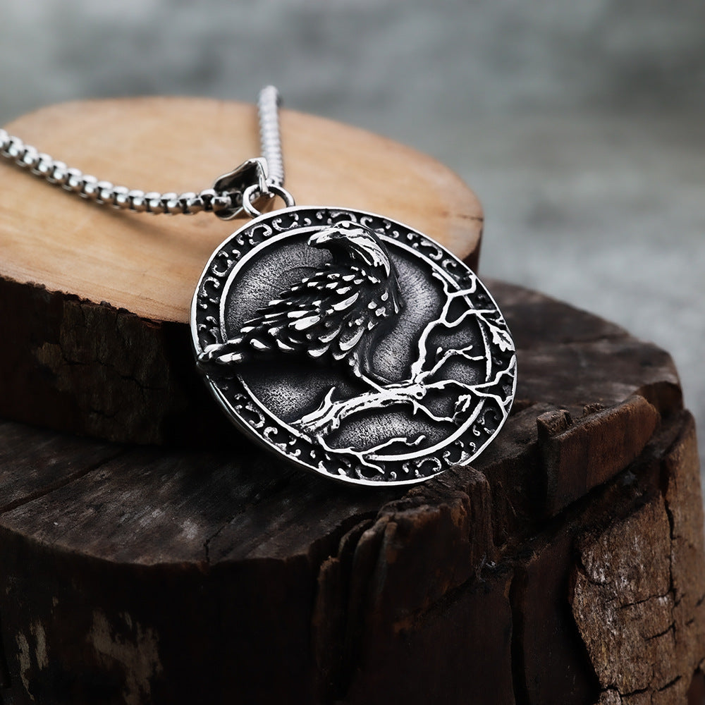 Personalized Fashion Viking Raven Compass Lucky Rune Pendant