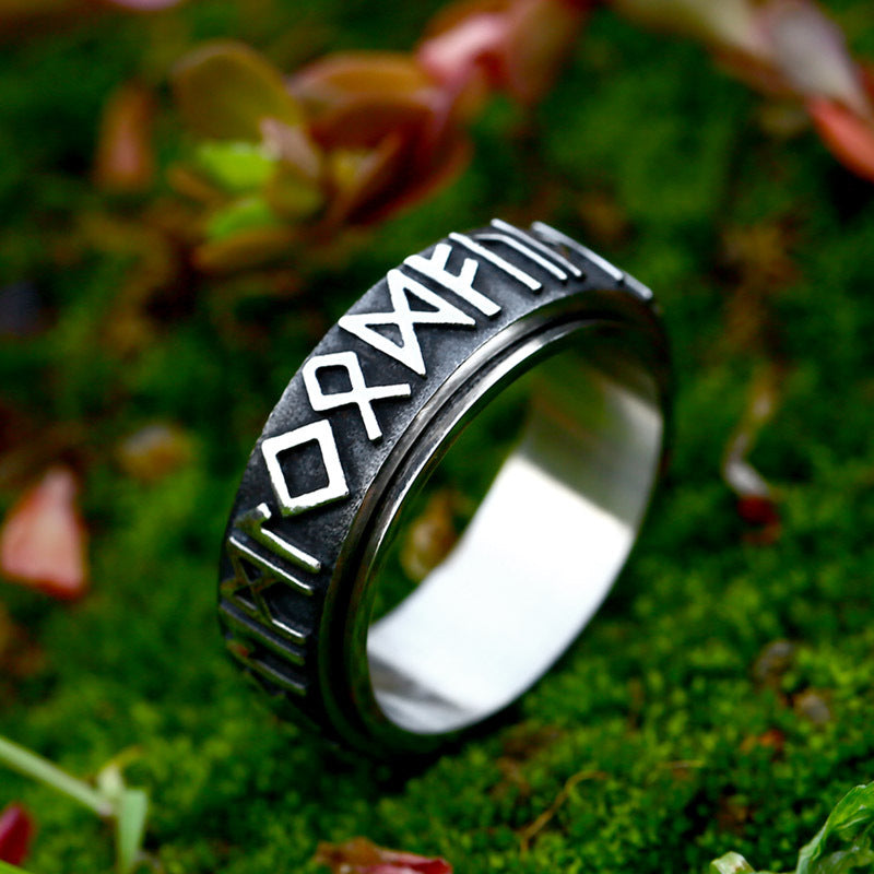 Titanium Steel Nordic Viking Rotating Ring for Men and Women - Simple and Stylish Jewelry from Japan and South Korea