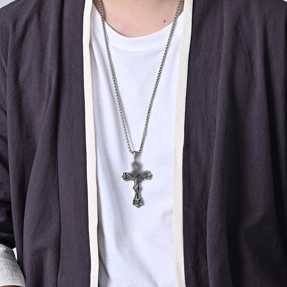 Steel Necklace – Statement Cross Necklace