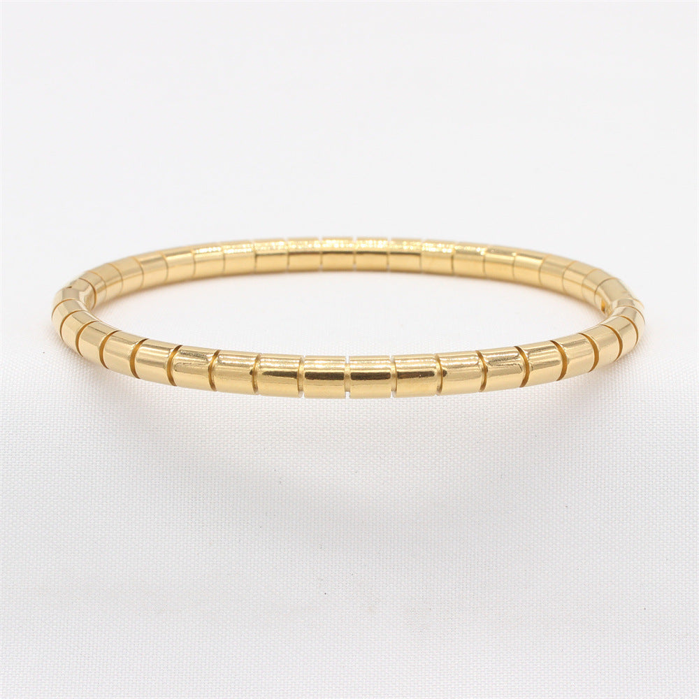 Planderful Everyday Genie – Simple European and American Titanium Steel Bead Bracelet