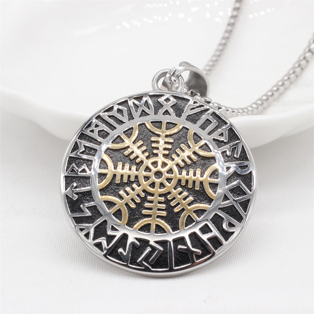Planderful Personalized Viking Pendant For Men Unisex Stainless Steel Necklace Retro Nordic Design