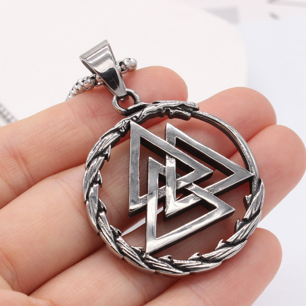 Viking Titanium Steel Pendant For Men And Unisex Retro Hollow Triangle Protection Statement By Planderful