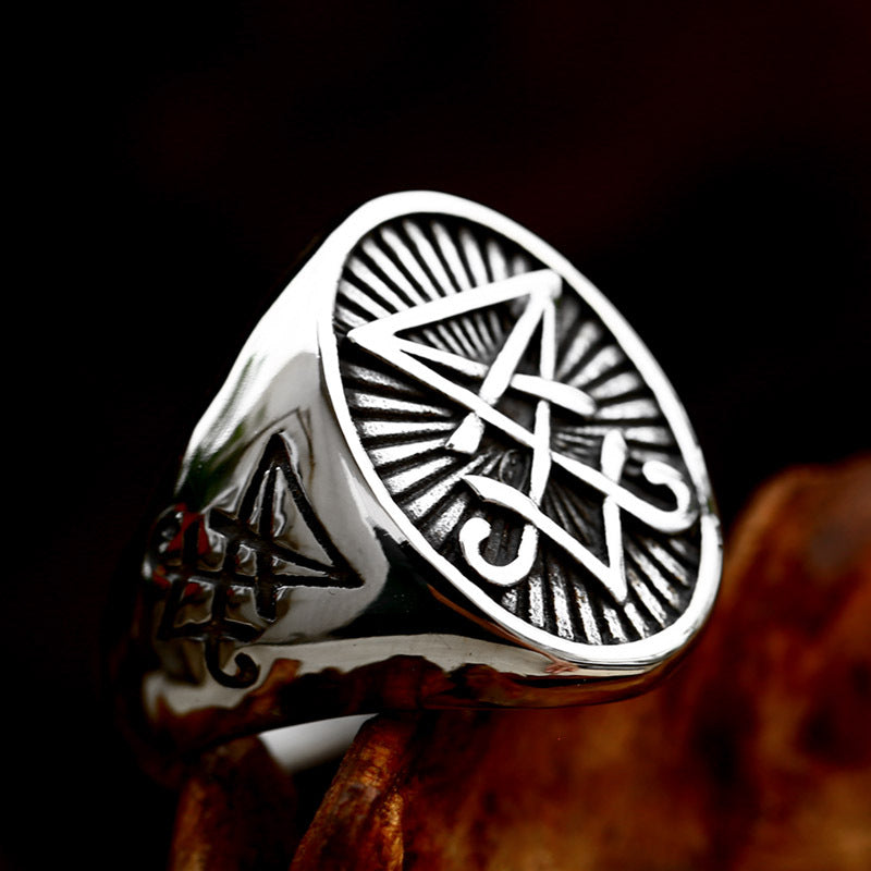 Satanic Devil Ring in Retro Titanium Steel for Men - Wholesale European & American Hand Jewelry