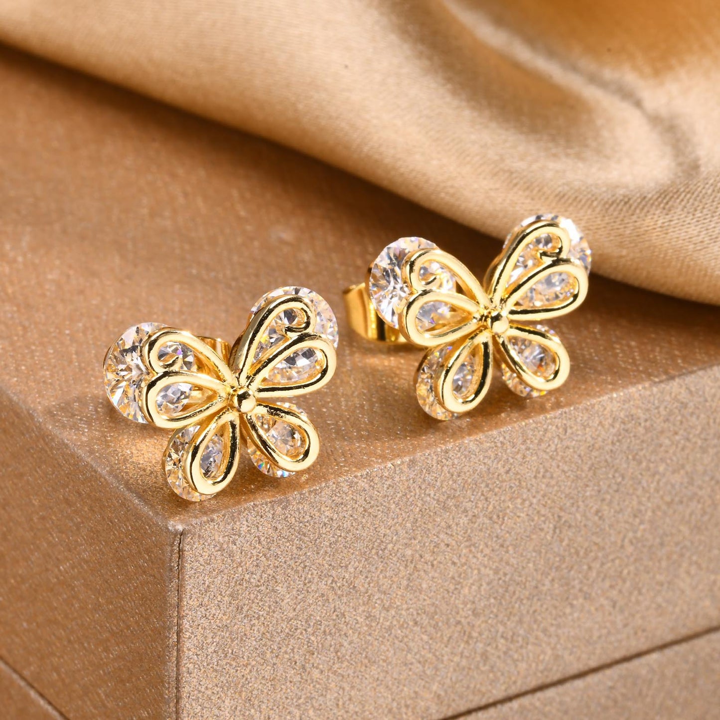 Earrings Butterfly Zircon Stud Earrings Women's Fashion Jewelry