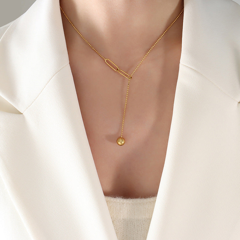 Chic and Minimalist Titanium Steel Necklace with Adjustable Collar Chain