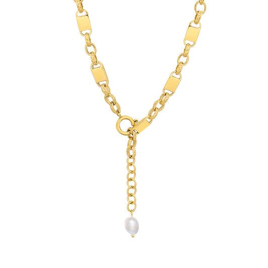 Luxurious Korean Freshwater Pearl Collarbone Necklace with Gold Plating