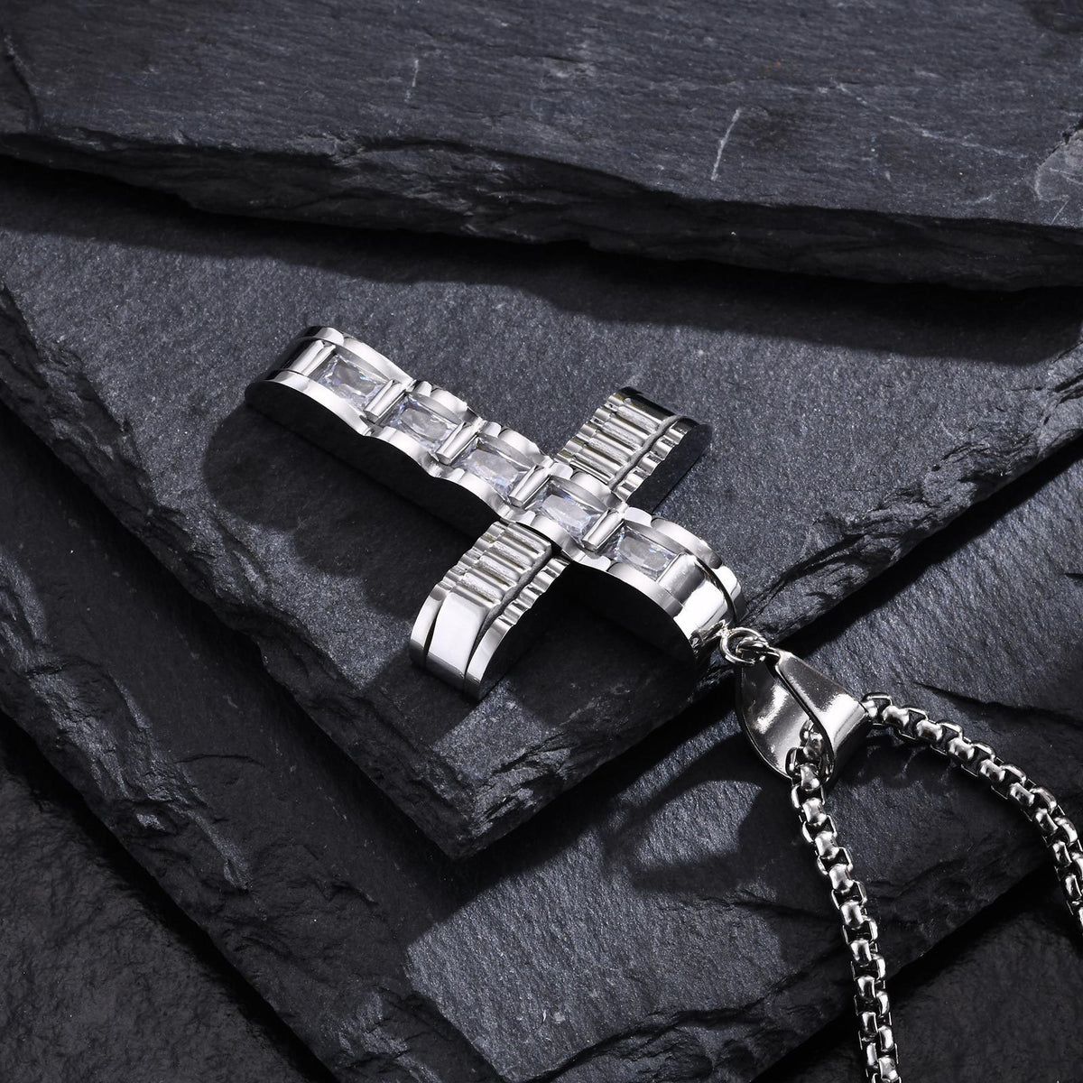 Cross Zircon Stainless Steel Necklace for Men