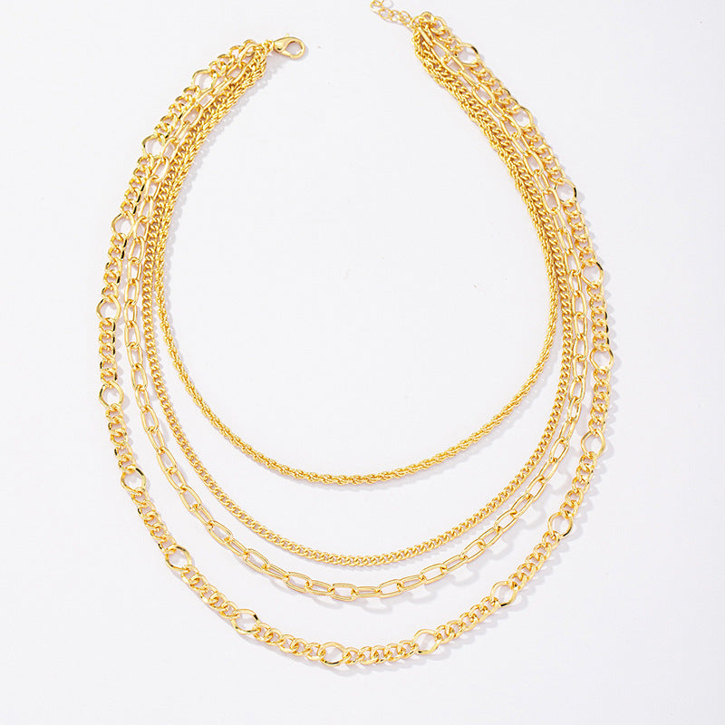 European and American Fashion Jewelry: Vienna Verve 4-Layer Metal Necklace