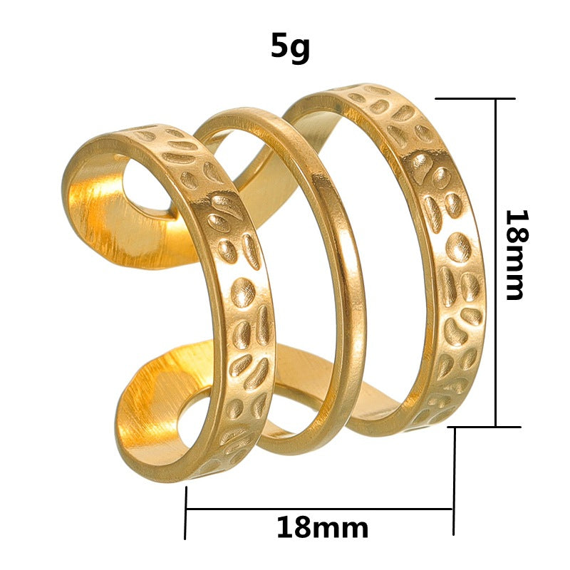 Planderful Everyday Genie Stainless Steel Ring Adjustable Opening Irregular Geometric Gold Plated Unisex Hip Hop Style