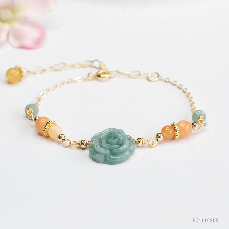 Blue Water Jadeite Peony Bracelet