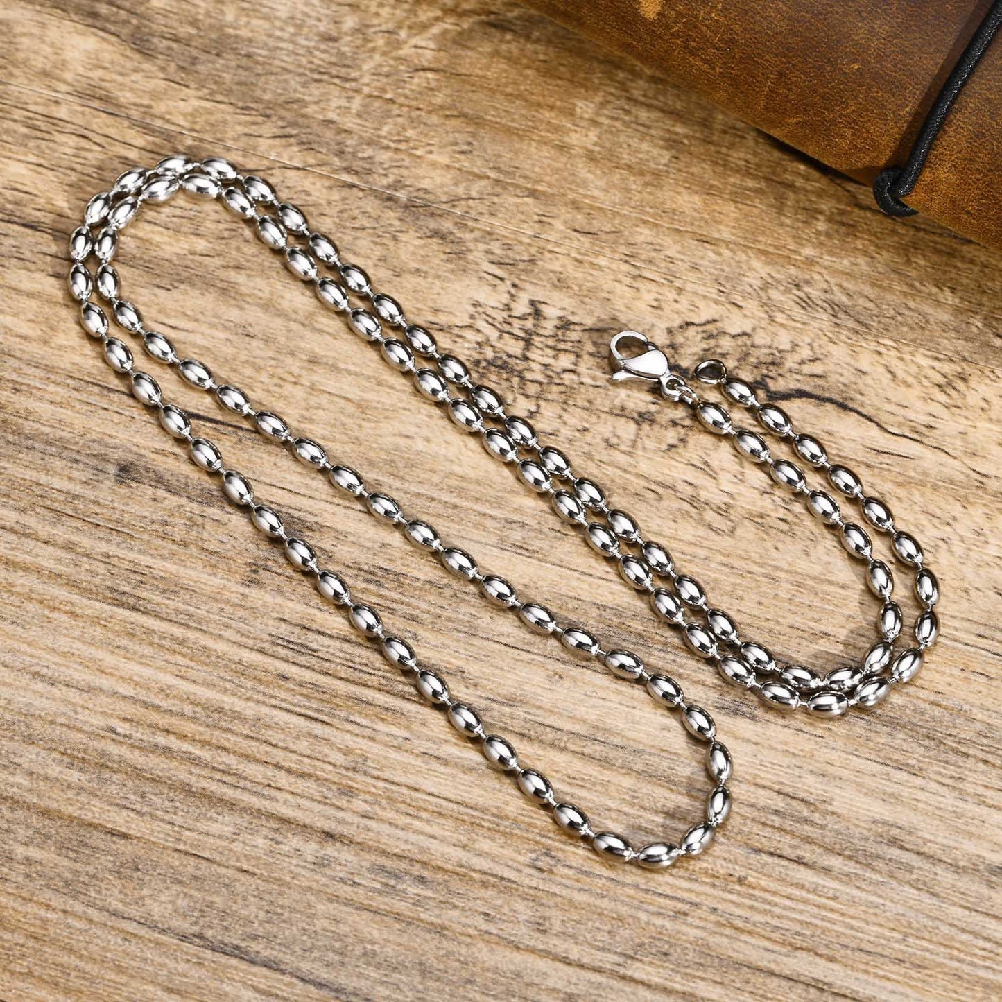 Stainless Steel Bead Necklace Ladies Rugby Gold Accessories