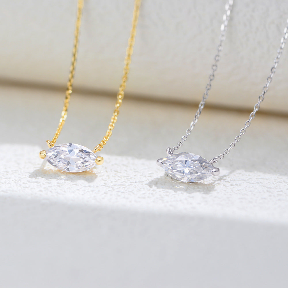 S925 Sterling Silver Horse'S Eye Zircon Pendant Necklace And