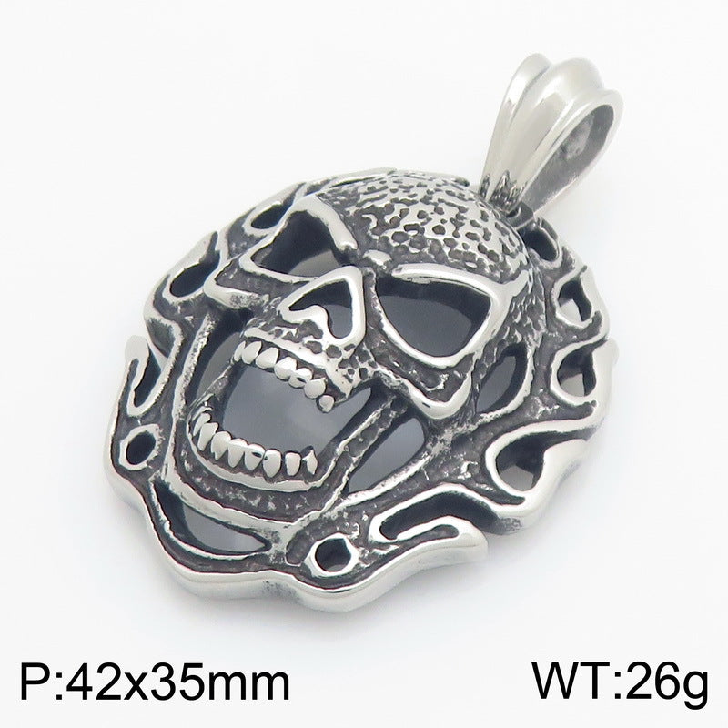 Halloween Ghost Mask Punk Style Skull Stainless Steel Men's Pendant Necklace